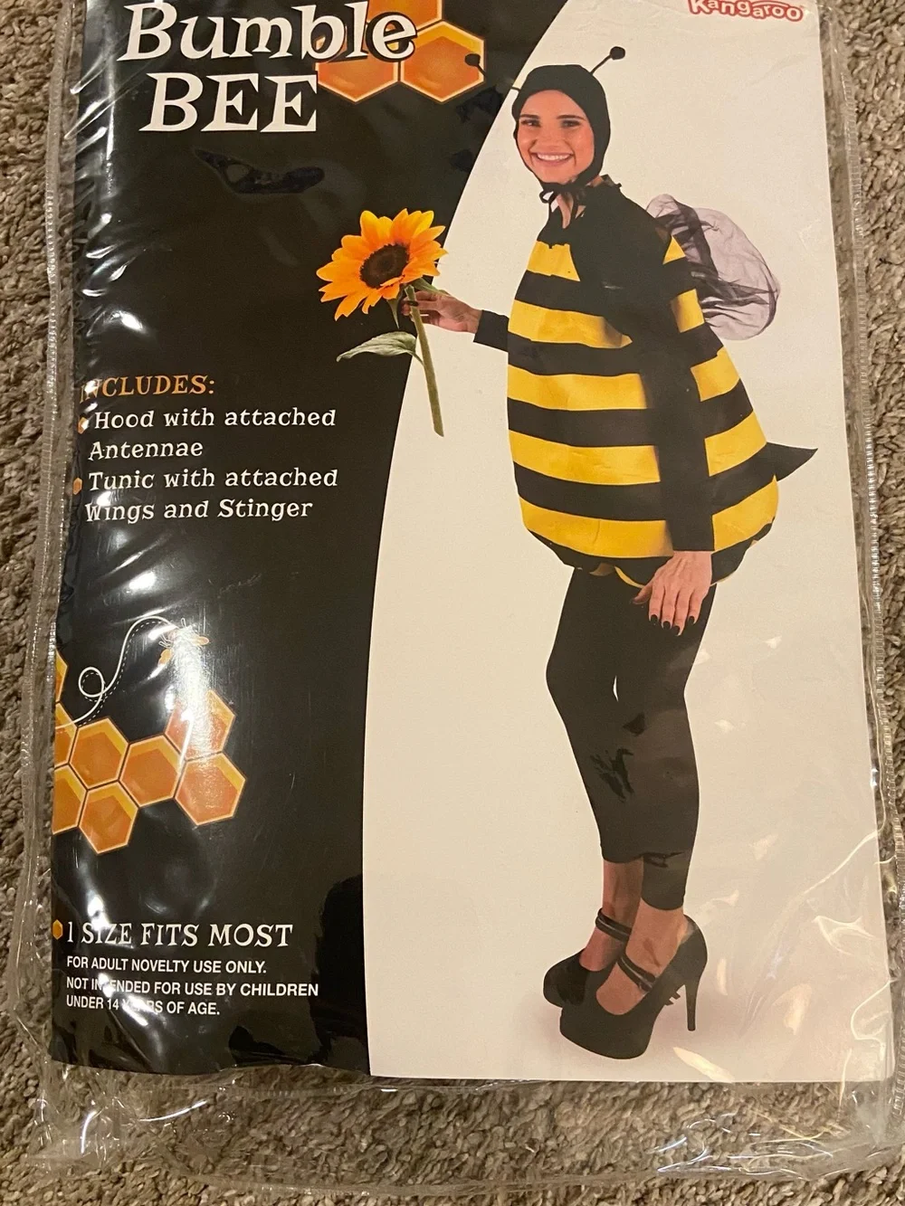 Bumble Bee Kids Costume - Yellow and Black Tunic with Hood and Wings